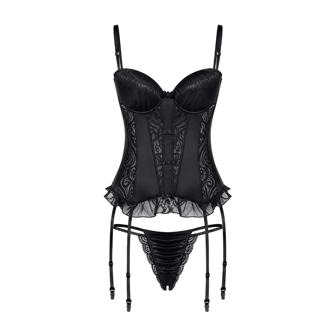 Conjunto de Lingerie Preta Corset Noir