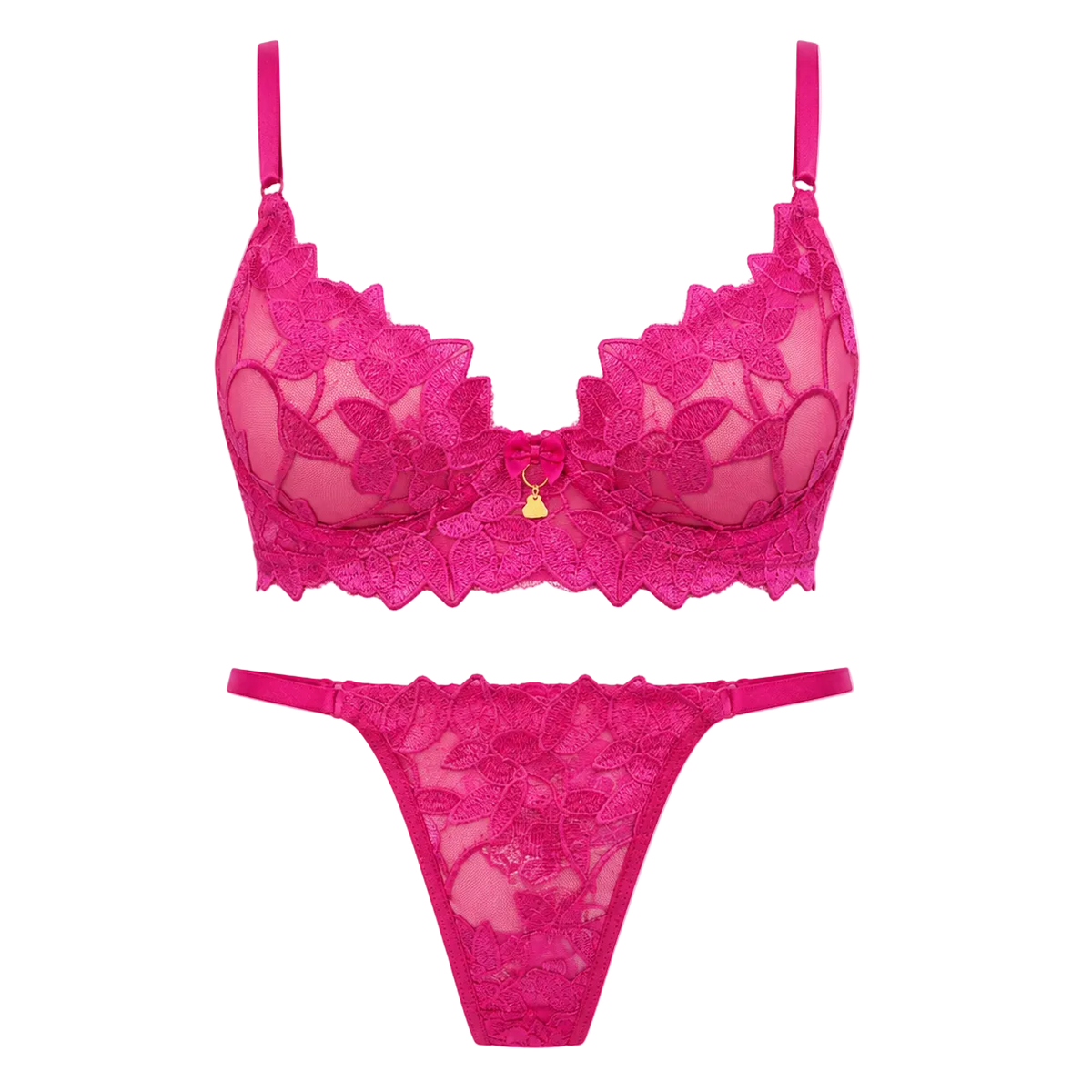 Lingerie pink em tule transparente