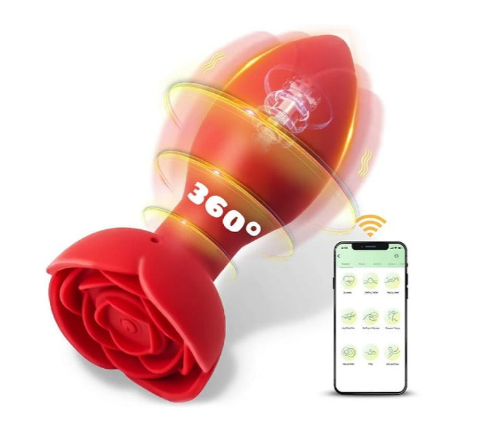 Plug Anal Rosa Giratória com Vibração e Aplicativo