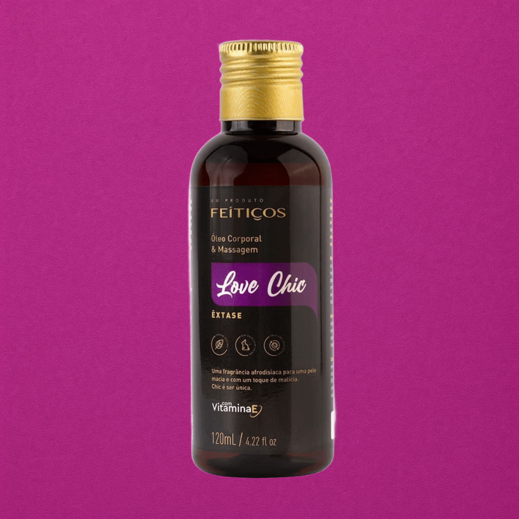 ÓLEO CORPORAL E MASSAGEM LOVE CHIC ÊXTASE 120ML FEITIÇOS
